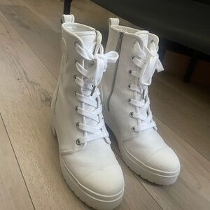 Michael Kors White Lace Up Boots